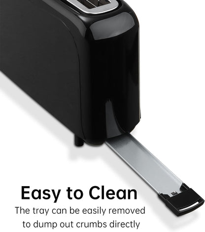 2 Slice Slim Toaster, 10" Long Slot, 6 Shade Settings, Black | Long Slot, 6 Shade Settings, Cancel/Reheat/Defrost, Removable Crumb Tray7