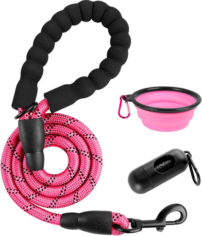 BARKBAY Dog Leashes for Large Dogs Heavy Duty Dog Leash 4/5/6 FT with Comfortable Padded Handle and Highly Reflective Threads for Medium Large Dogs Walking Training Running (5Ft-1/2'',Pink)38