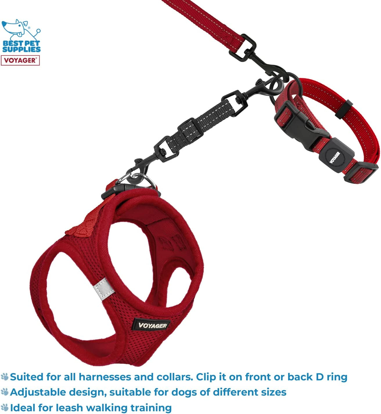best-pet-supplies-voyager-dog-collar-safety-clip-with-dual-clasps-collars-and-no-pull-harness-connectors-training-for-walking-running-and-hiking-safety-clip-black