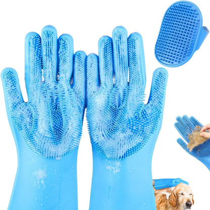 2PCS Dog Washing Gloves and Dog Bath Brush, High-Density Teeth Design Pet Grooming Gloves, 2-In-1 Pet Grooming Kit ，Suitable for Dogs and Cats to Bathe, Depilate, and Massage1