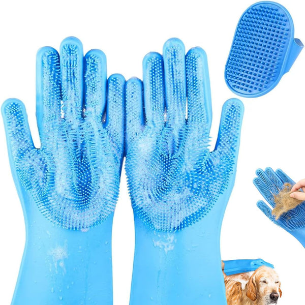 2PCS Dog Washing Gloves and Dog Bath Brush, High-Density Teeth Design Pet Grooming Gloves, 2-In-1 Pet Grooming Kit ，Suitable for Dogs and Cats to Bathe, Depilate, and Massage1
