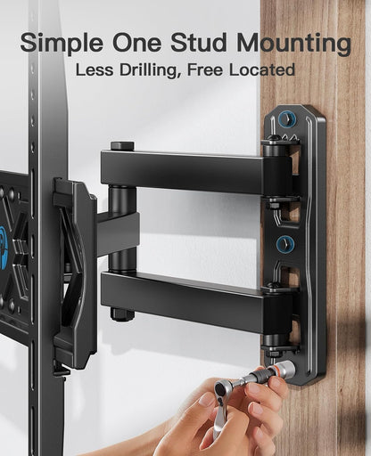 Full Motion TV Wall Mount for 26-65 Inch Flat Curved Tvs, Heavy Duty Single Articulating Arms, Corner TV Mount up to VESA 400X400Mm and 77Lbs, Support Swivel, Tilt, Level Adjustment7