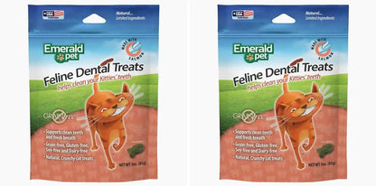 Emerald Pet Grain-Free Cat Dental Treats with Salmon – Crunchy Natural Dental Treats for Cats to Clean Teeth, Freshen Breath, and Reduce Plaque & Tartar – 11 Oz Tub11