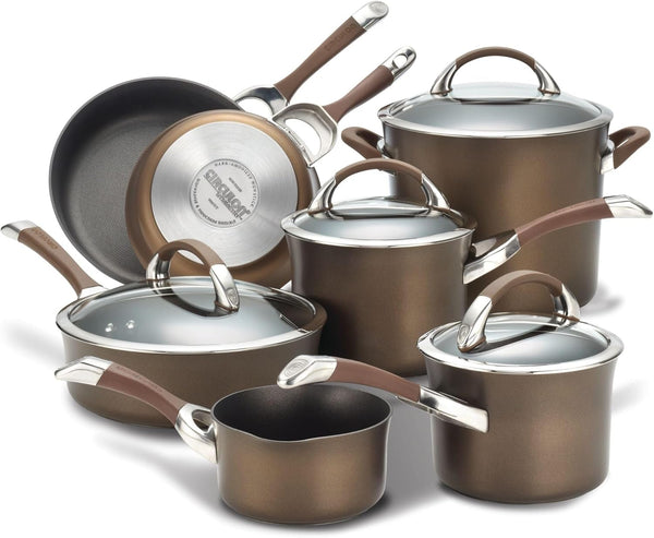 Symmetry Non Stick Pots and Pans Set, 11-Piece, Chocolate | Hard Anodized Induction Pots and Pans Set, Durable, Dishwasher and Oven Safe to 400°F, Compatible with All Stovetops1