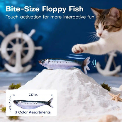Potaroma Cat Toys Bite-Sized Flopping Fish with Catnip | Realistic Tap-Activated Moving Kitten Kicker, 3 Floppy Mode Wiggle Fish, Interactive Motion Kitty Exercise3