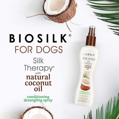 Biosilk Silk Therapy Conditioning Detangling Spray for Dogs with Natural Coconut Oil, Leave-In Detangler and Conditioner, Dematting Grooming Spray, Sulfate Free, 7 Fl Oz | Coconut Oil Formula, Leave-In Detangler, Sulfate-Free, Smooths and Conditions Coat2