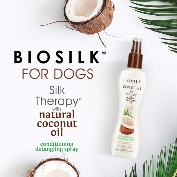 Biosilk Silk Therapy Conditioning Detangling Spray for Dogs with Natural Coconut Oil, Leave-In Detangler and Conditioner, Dematting Grooming Spray, Sulfate Free, 7 Fl Oz | Coconut Oil Formula, Leave-In Detangler, Sulfate-Free, Smooths and Conditions Coat2