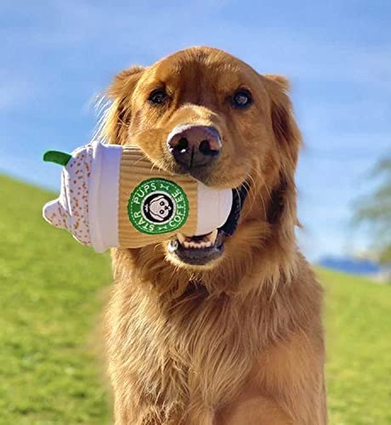 nestpark-parody-star-pups-coffee-dog-toy-pupkin-spice-latte-funny-plush-squeaky-crinkle-dog-toys-for-medium-small-and-large-for-dog-birthday