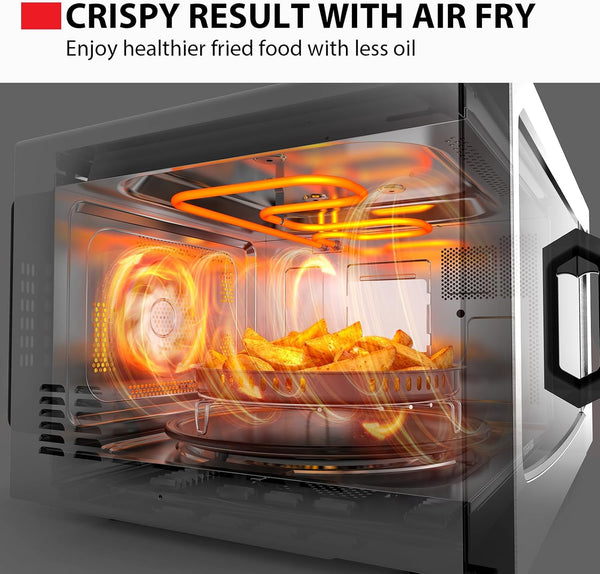 4-In-1 Microwave Oven with Air Fryer Combo, 1.5 Cu.Ft, 1000W | Smart Sensor, Convection, Mute Function, Position Memory Turntable, Countertop Use, Silver2