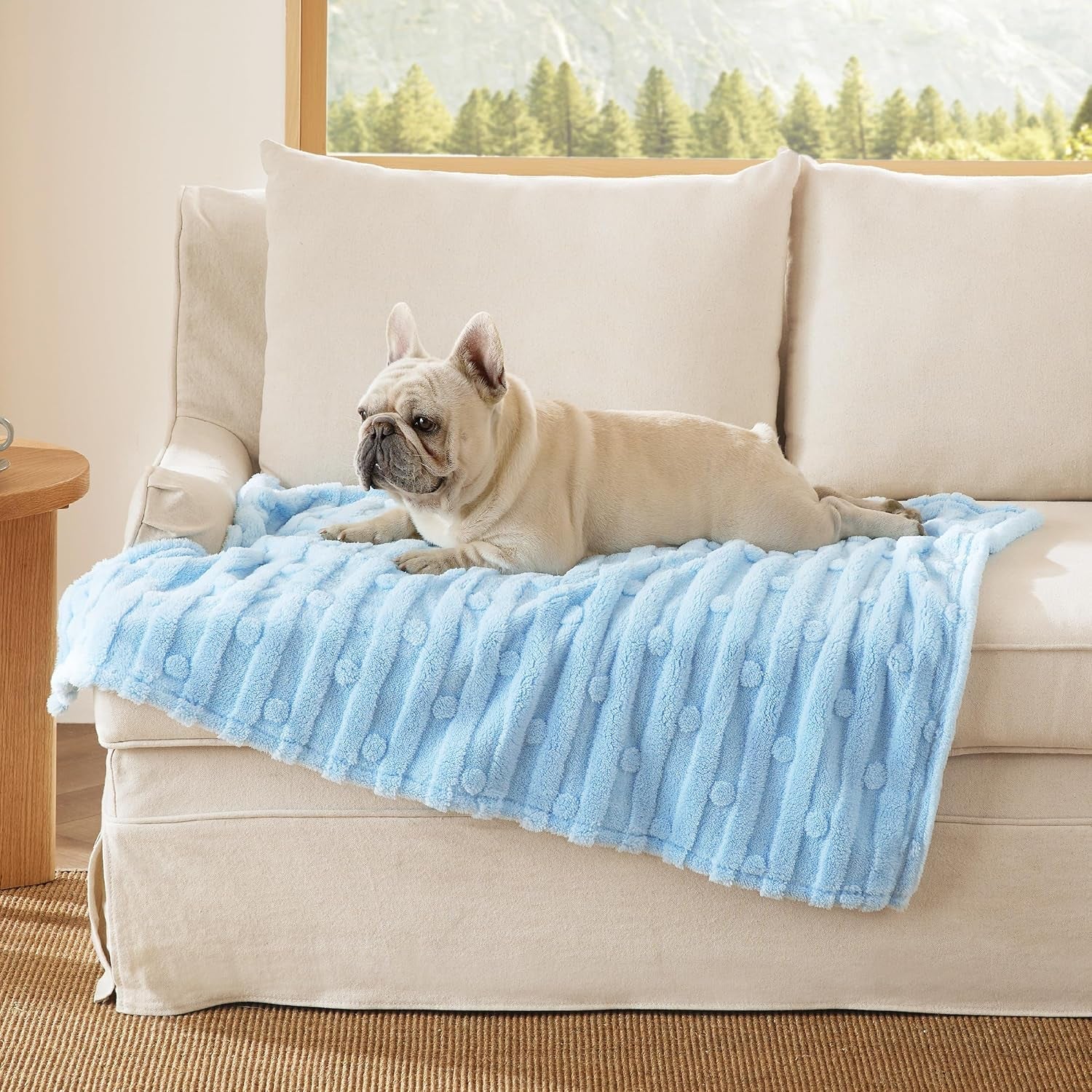 bedsure-dog-blanket-for-small-dogs-puppy-cats-with-soft-fleece-25x35-white-300gsm-fuzzy-jacquard-doggy-kitten-blanket-washable-for-crate-cage-pet-bed-indoor-cats-puppy-essentials-cute-dog-gift