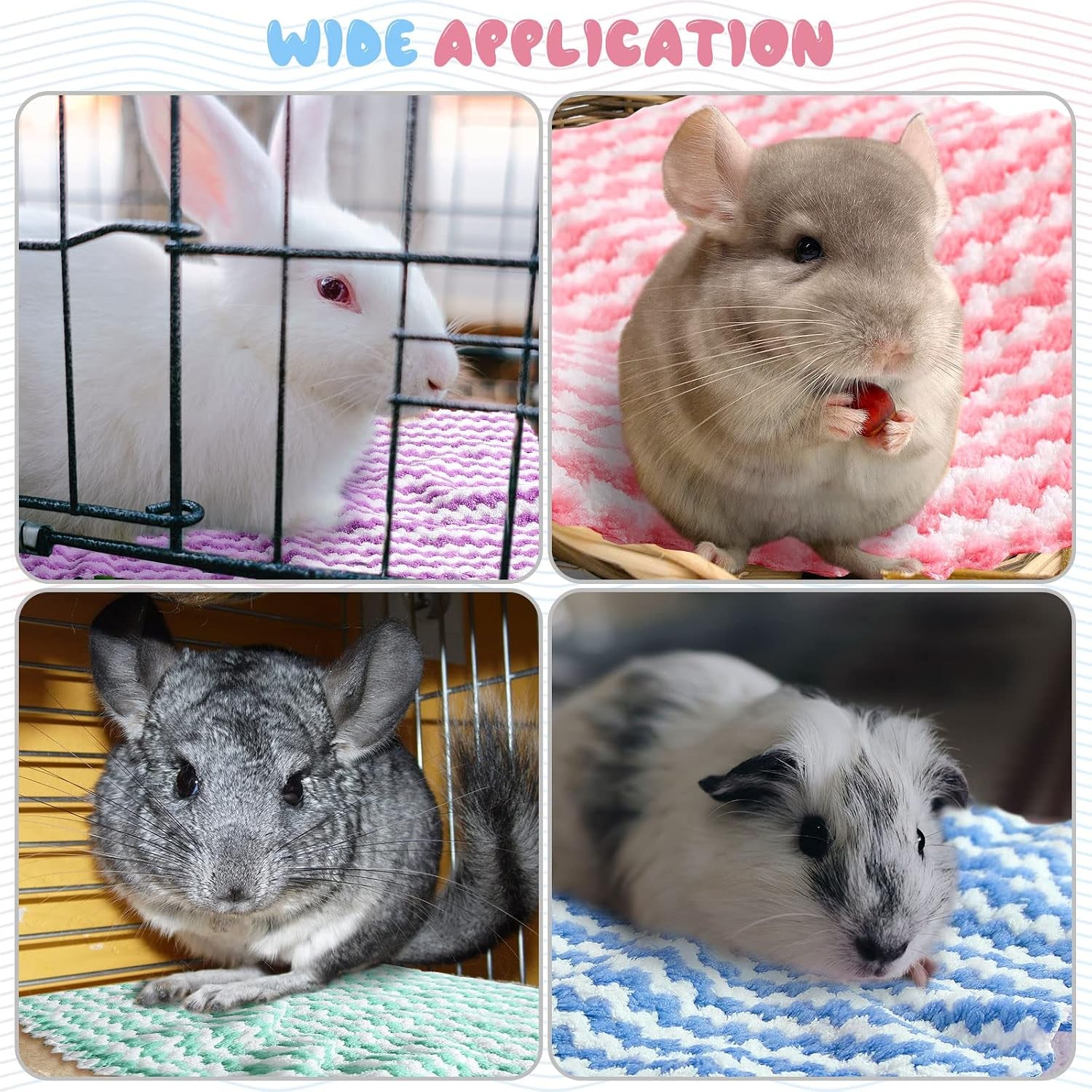 moukeren-20pcs-guinea-pig-fleece-bedding-blankets-bulk-washable-small-animal-fleece-cage-liners-pet-wash-cloth-sleeping-mat-cover-for-hamster-chinchilla-rabbit-hedgehogmulticolor-12-x-12-inch