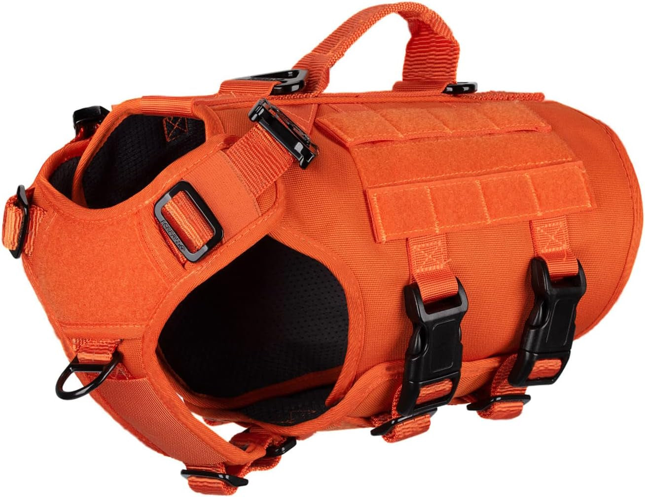 icefang-no-pull-tactical-dog-harness-for-large-dogs-adjustable-dog-vest-control-handle-molle-panel-front-hook-3-leash-clips-soft-padded-for-walking-training-pink-large