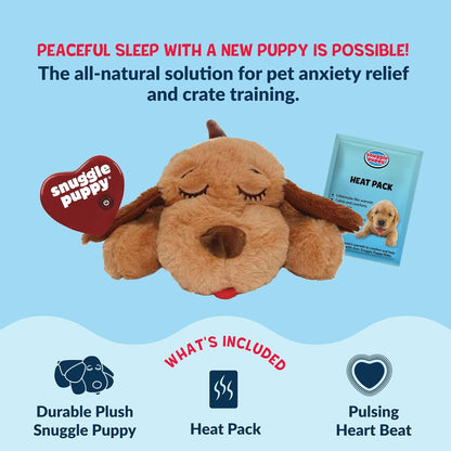 Snuggle Puppy Original Heartbeat Puppy Toy with Real-Feel Pulse & Heat Pack, Calming Sleep Aid for Puppy Anxiety, Crate Training, First Nights & New Puppy Transition - Biscuit2
