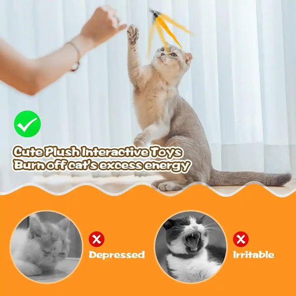 Kerros Fuzzy Worm Cat Wand Refills with Black String, 10 Pcs | 10 Fuzzy Worm Cat Wand Attachments with 1 Black String, for Indoor Cats and Kittens to Chase, Jump and Play7
