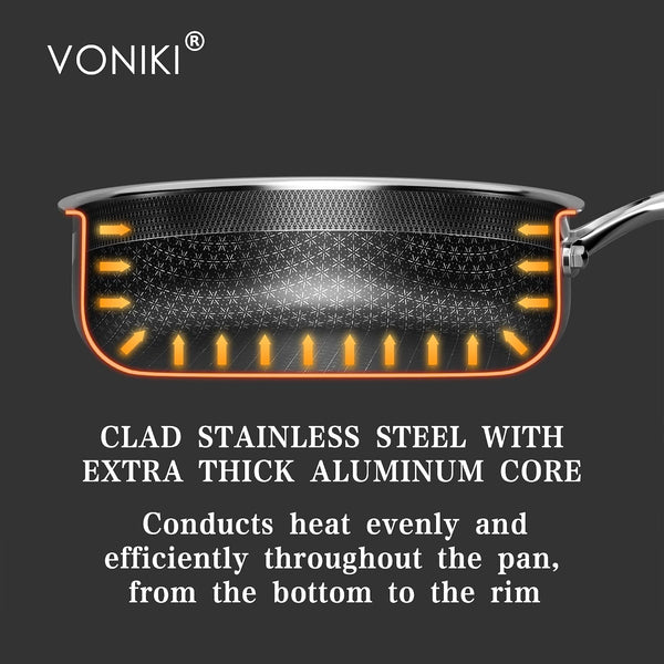 Hybrid Tri-Ply Stainless Steel Cookware Set Oven Safe | Pots and Pans Set Non Stick with Steamer Basket, Non Toxic Induction Cookware, Kitchen Cookware Sets PFOA & PTFE Free3