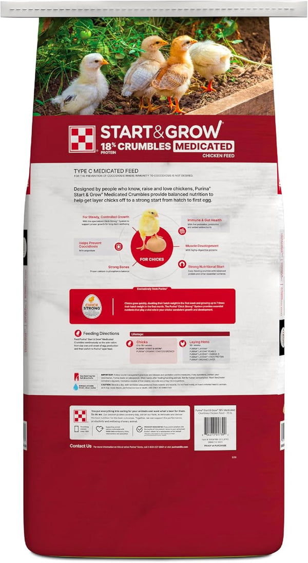 Purina Start & Grow | Nutritionally Complete Medicated Chick Feed Crumbles | 25 Pound (25 Lb.) Bag2