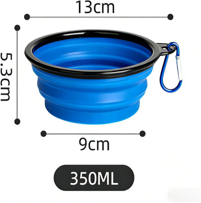 1Pc Collapsible Silicone Pet Feeder Portable Dog Travel Bowls, Water & Food Container with Carabiner Hook - Space-Saving Cat Bowl, Small 350Ml (12Fl Oz) (Blue)6
