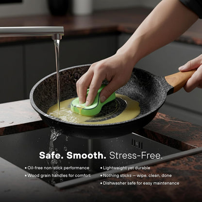 10Pcs Pots and Pans Set Nonstick with Wood Handles, Granite Cookware Set, Frying Pan, Saucepan and 3 Cooking Utensils8
