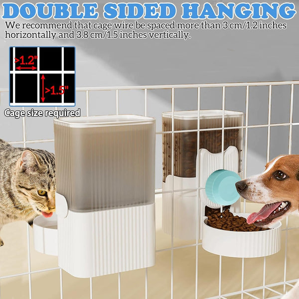 Kathson Rabbit Gravity Auto Feeder Set 35Oz Hanging Automatic Food Water Dispenser Cage Automatic Feeder Set for Rabbit Chinchilla Guinea Pig Hedgehog Ferret Kitty Puppy (Blue)6