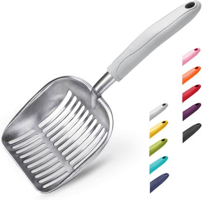 Wepet Cat Litter Scoop, Aluminum Alloy Sifter, Kitty Metal Scooper, Deep Shovel, Long Handle, Poop Sifting, Kitten Pooper Lifter, Durable, Heavy Duty, for Litter Box28