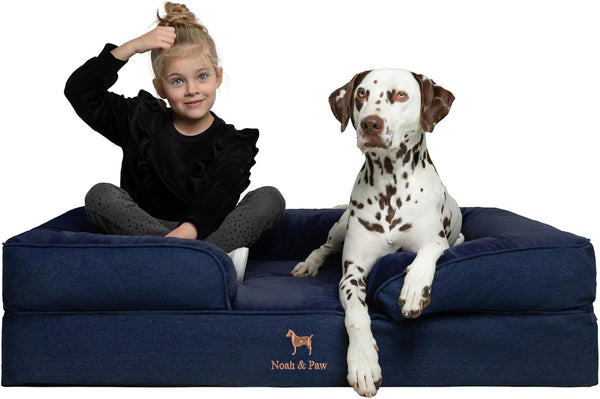 NOAH & PAW Large Dog Bed, 35X25X11 Inch, Orthopedic Dog Beds, Eggshell Memory Foam Infused with Cooling Gel, Inner Cover, Water Resistant, Machine Washable (Faux Leather)25