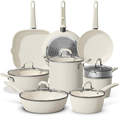 24Pcs Pots and Pans Set Non Stick,Titanium Ceramic Cookware Sets | with 8Qt Stockpot,Pfas-Free,Long-Lasting Nonstick,Easy to Clean,Induction Compatible,Fast & Even Heating,Complete Kitchen Set1