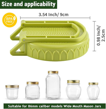 Sprouting Lid Kit for Wide Mouth Mason Jars, 2-Pack (3.38"/86Mm) | Bpa-Free; One-Piece Sprouting Lids with Built-In Stand, Seed Germination Jar Sprouter Lid, Fits Wide Mouth Jars2