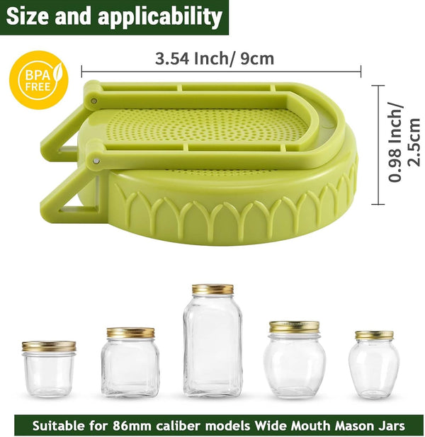 Sprouting Lid Kit for Wide Mouth Mason Jars, 2-Pack (3.38"/86Mm) | Bpa-Free; One-Piece Sprouting Lids with Built-In Stand, Seed Germination Jar Sprouter Lid, Fits Wide Mouth Jars2