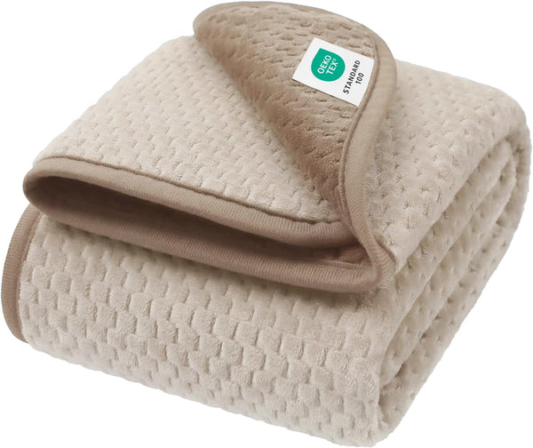 Luciphia Waterproof Blanket for Large Dog Ultra-Soft & Calming Pet Throw Reversible Warm Fleece Durable Furniture Crate Couch Bed Cover Protector Machine Washable Leakproof Beige L (65''X57'')13