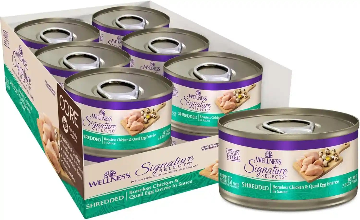 wellness-core-signature-selects-flaked-adult-canned-wet-cat-food-natural-protein-rich-grain-free-skipjack-tuna-and-wild-salmon-entree-recipe-2-8-oz-pack-of-12-cans