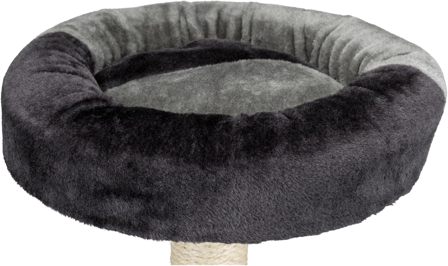 trixie-tarifa-cat-scratching-post-20-5-inch-cat-scratcher-with-soft-fabric-covering-base-and-durable-sisal-rope-with-padded-platform-in-gray-black