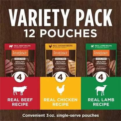 Instinct Healthy Cravings Grain Free Recipe Variety Pack Natural Wet Dog Food Topper by Nature'S Variety, 3 Oz. Pouches (Pack of 12)3