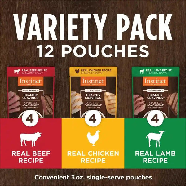 Instinct Healthy Cravings Grain Free Recipe Variety Pack Natural Wet Dog Food Topper by Nature'S Variety, 3 Oz. Pouches (Pack of 12)3
