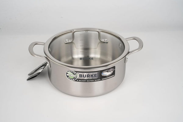 3-Ply Brushed 5-Quarts Dutch Oven with Lid- 18/8 Stainless Steel Interior with a Thick Aluminum Core - Side Handles, Oven Safe1