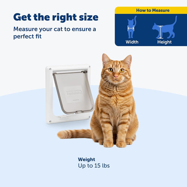 Petsafe Interior Cat Door, 2-Way Lock, White, Cats up to 15 Lb | High-Impact Frame with Transparent Flap, Fits Interior Doors, Hardware and Template Included5