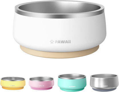 Pawaii Dog Bowl, 34 Oz Stainless Steel Food and Water Bowl, ID Tag, 1 Pack | Double-Wall Design,Non-Slip Rubber Base,Dishwasher Safe,Smooth Open Design, Not a Slow Feeder,Easy-Rinse Interior1