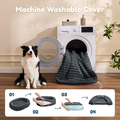 Chixnuggle Orthopedic Dog Bed, Washable Cover, Faux Fur Bolster Pet Couch | Waterproof,Egg Crate Foam,Non-Slip Bottom,For Small Medium Dogs,Dark Grey,30*24*7,Dog Sofa,Puppy Bed8