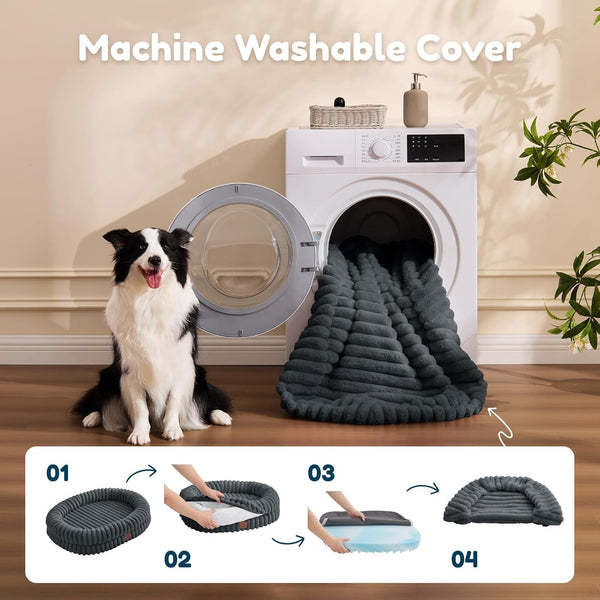 Chixnuggle Orthopedic Dog Bed, Washable Cover, Faux Fur Bolster Pet Couch | Waterproof,Egg Crate Foam,Non-Slip Bottom,For Small Medium Dogs,Dark Grey,30*24*7,Dog Sofa,Puppy Bed8