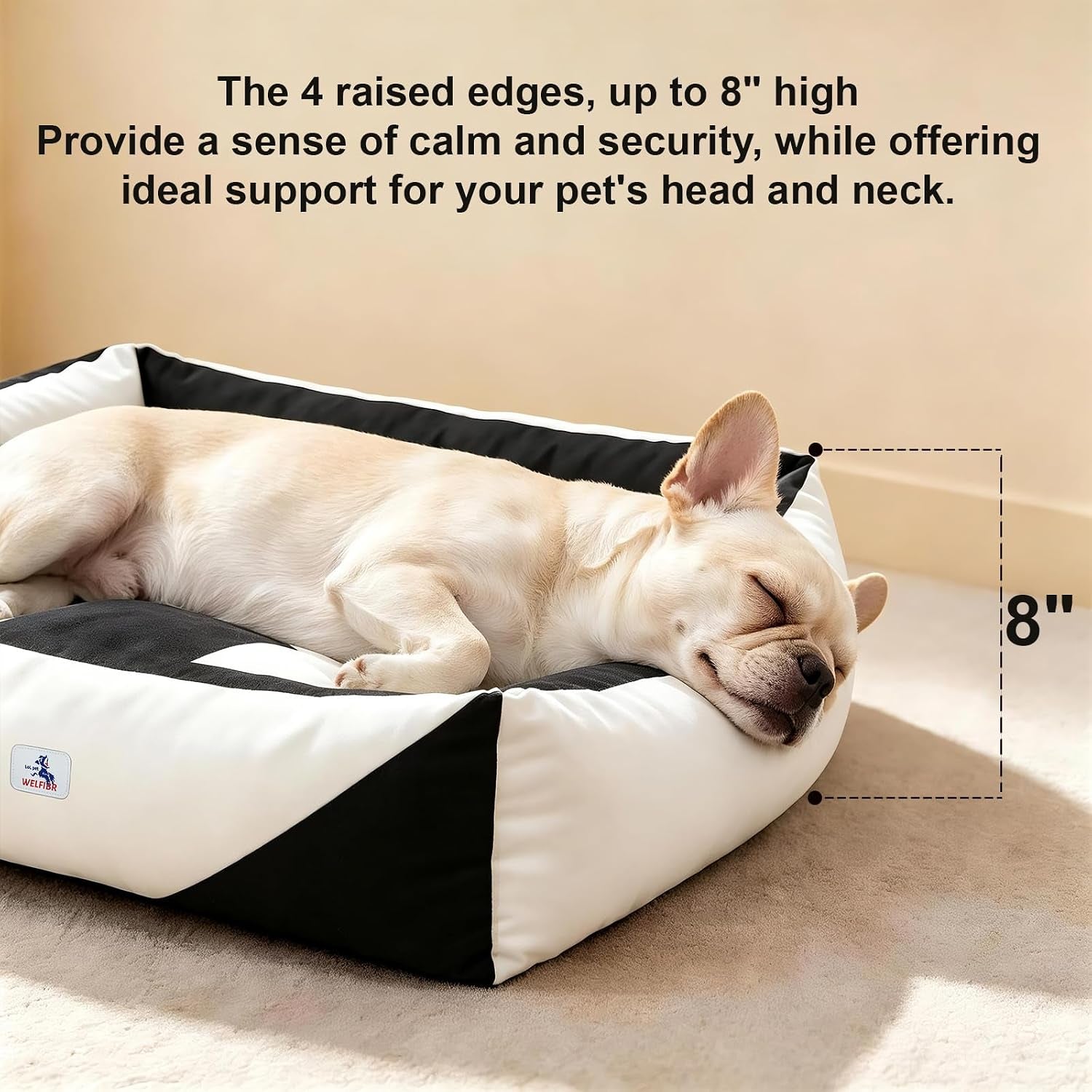 cotton-canvas-dog-bed-290gsm-thick-24x20x8-durable-waterproof-cute-dog-beds-for-small-dogs-orthopedic-bed-with-washable-removable-cover-anti-chewing-pet-bed-anti-slip-black-white