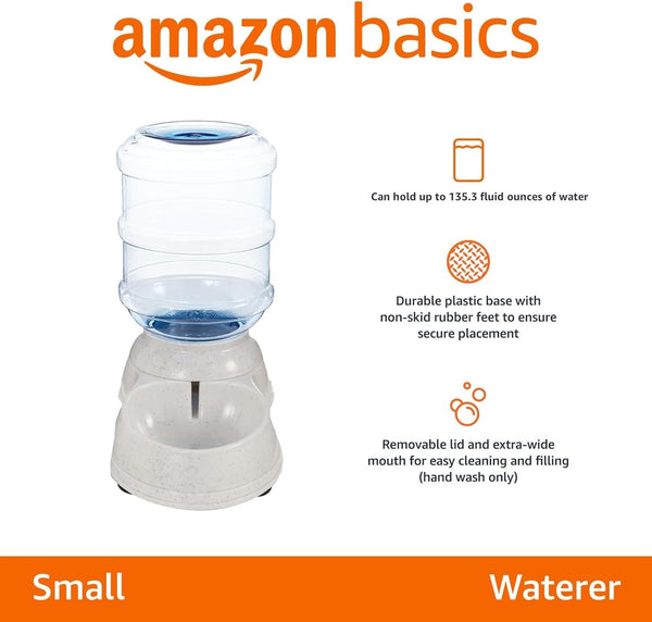Amazon Basics Gravity Pet Water Dispenser for Cat and Dog, Easy to Clean, 135.3Fl.Oz Capacity, Small2
