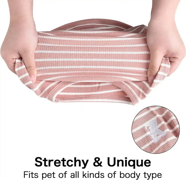 Koneseve Dog Shirt Vest Lightweight Stretchy Dog T-Shirts Soft Cool Sleeveless Stripe Vests Breathable Clothes for Puppy Kitty Cats Small Medium Large Dogs 2 Pack Pink + Green [ S/Small ]5