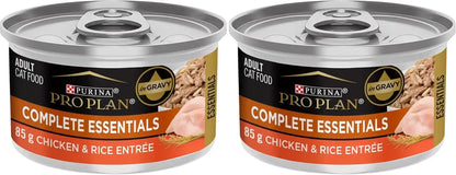 Purina Pro Plan High Protein Cat Food Complete Essentials Wet Gravy, Chicken and Rice Entree - (Pack of 24) 3 Oz. Pull-Top Cans10