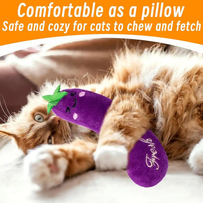Seyezo Catnip Toys for Indoor Cats, 5 Pack Cat Toys for Cats, Fluffy Catnip Toys for Chewing Playing, Interactive Kitten Toys, Catnip Filled Kitty Chew Teething Toys, Cat Chew Toys, Vegetable,5 Pcs6
