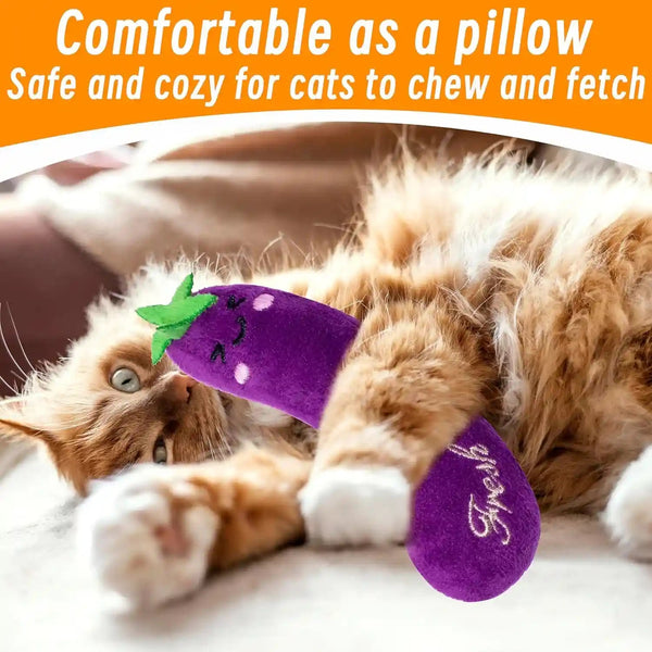 Seyezo Catnip Toys for Indoor Cats, 5 Pack Cat Toys for Cats, Fluffy Catnip Toys for Chewing Playing, Interactive Kitten Toys, Catnip Filled Kitty Chew Teething Toys, Cat Chew Toys, Vegetable,5 Pcs6