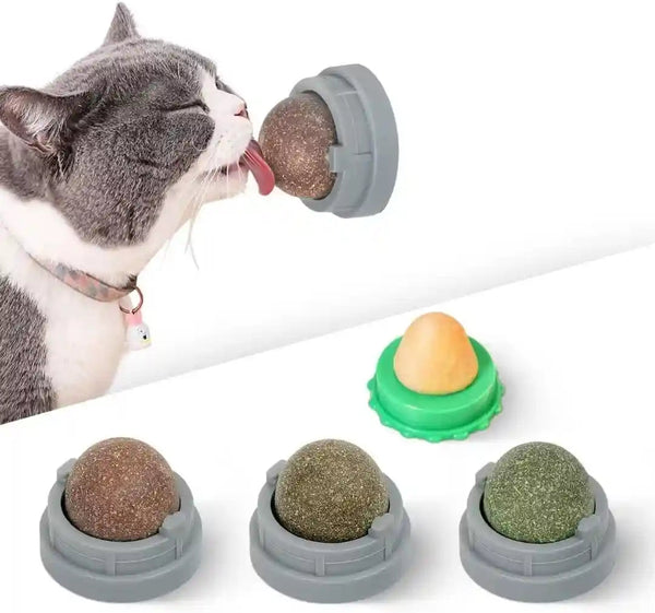 Potaroma Catnip Toys Balls 4 Pcs with Extra Cat Energy Ball | Edible Kitten Catnip Silvervine Toys for Cats Lick, Healthy Kitty Teeth Cleaning Dental Chew Toys, Cat Wall Treats (Green)8