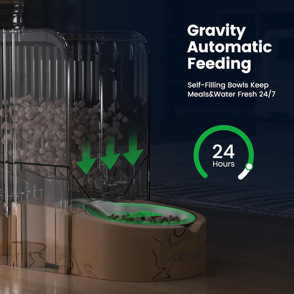 Gardner Pet Gravity Automatic 2-In-1 Pet Feeder, 0.8 Gallons*2 Cat Feeder and Water Dispenser Set, 100% Bpa-Free and Stainless Steel Water Bowl for Dogs, Cats, Rabbits, Puppies (Light Woodgrain)3