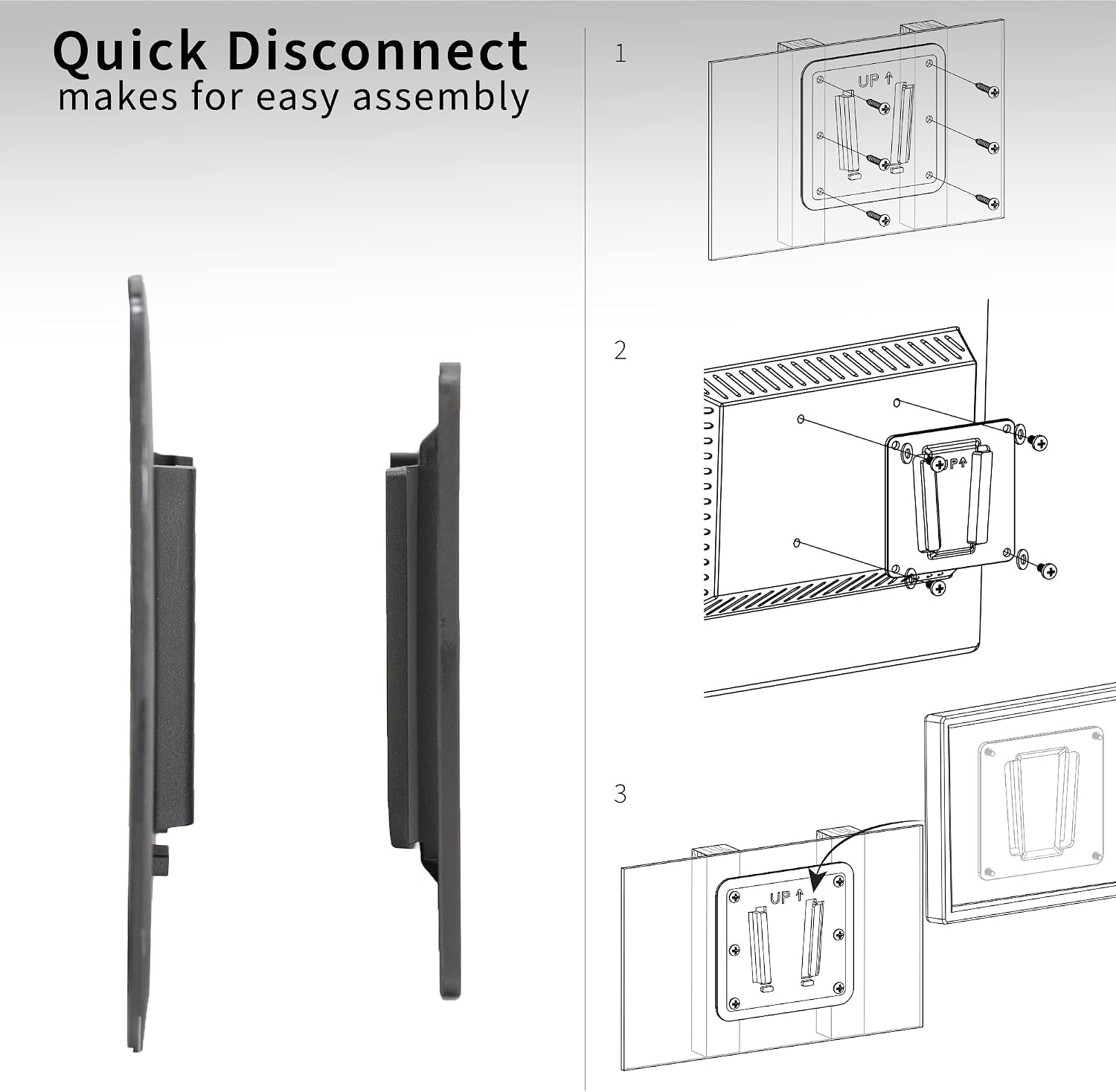 vivo-black-rv-tv-mount-for-screens-up-to-43-inches-mount-vwrv1-anti-rust-quick-release-plastic-polymer-mount-low-profile-wall-bracket-for-camping-vesa-100x100mm-holds-30-lbs