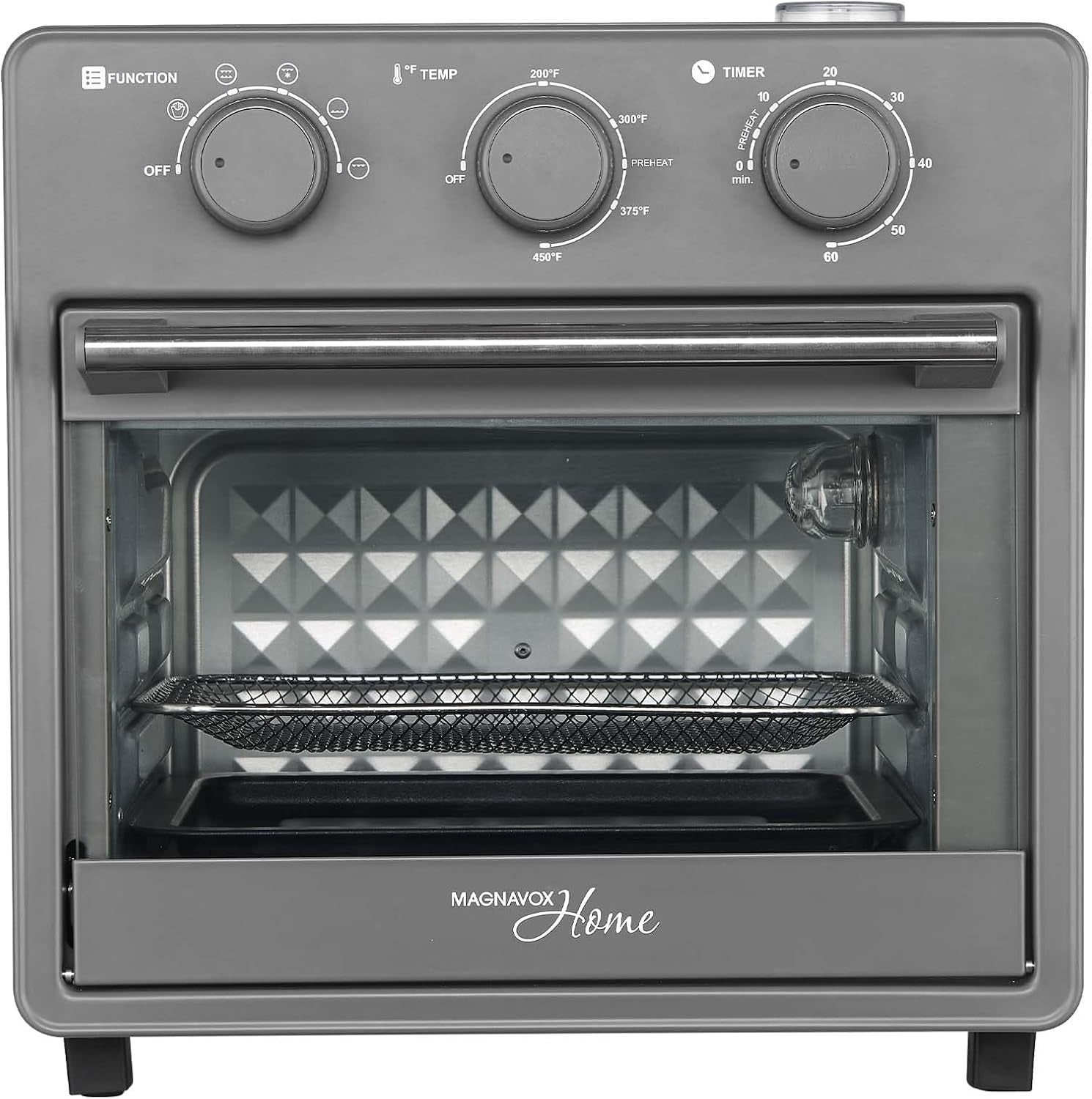 home-16-5-qt-air-fryer-oven-with-steam-infusion-black-convection-countertop-oven-6-cooking-functions-200-450-f-temperature-control-interior-light-fry-basket-baking-tray-included