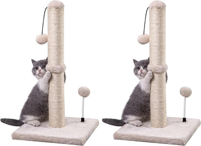 MECOOL Cat Scratching Post Premium Basics Kitten Scratcher Sisal Scratch Posts with Hanging Ball 22In for Kittens or Smaller Cats (22 Inches for Kitten, Beige)8