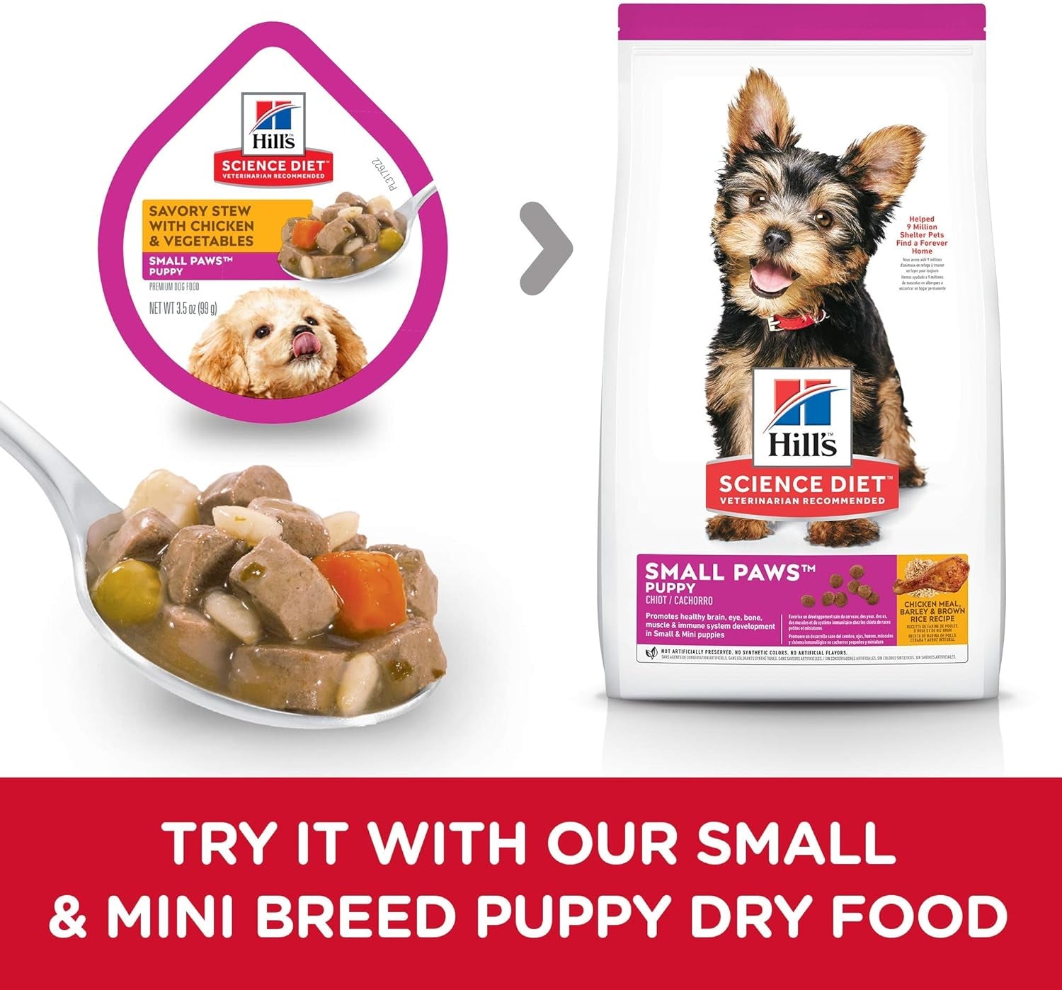 hills-science-diet-puppy-small-mini-wet-dog-food-1-veterinarian-recommended-chicken-vegetables-3-5-oz-trays-12-pack